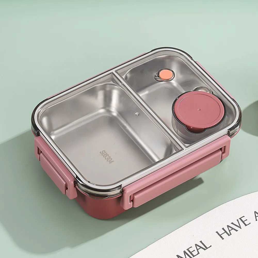 Portable 304 Stainless Steel Lunch Boxes 2/3 Grid 850ML Picnic Box Leakproof with Tableware Food Container StudentsM251121