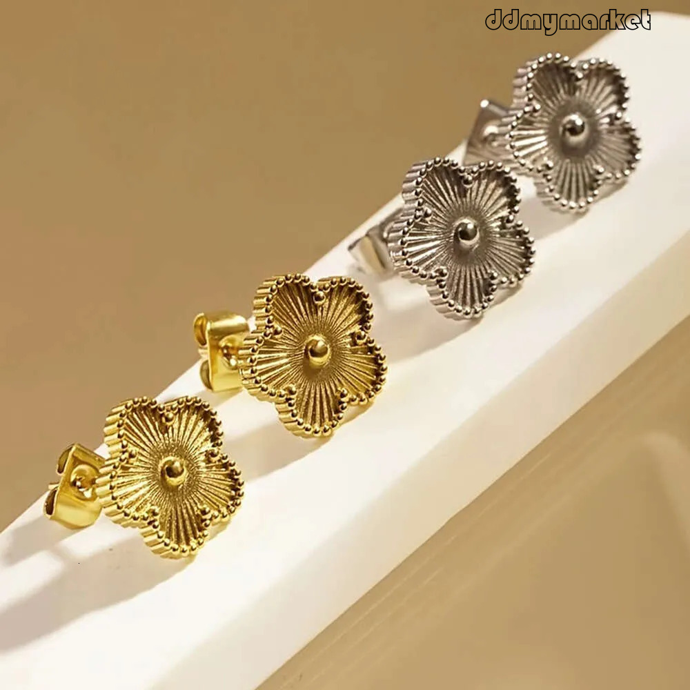 ddmymarket Shape Stainless Steel flash sale Earrings: Lucky Clover Leaf Jewelry for Women, Versatile Fashion Earrings