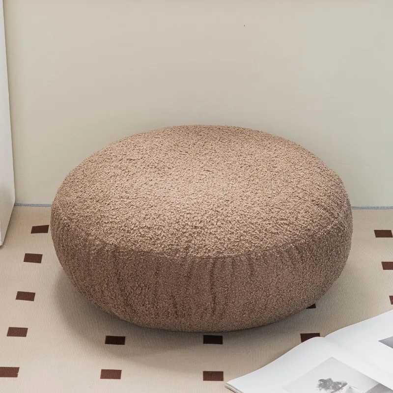 2025 modern solid color comfortable warm household teddy velvet high elastic pp cotton futon bedside cushion round seat cushion C251121