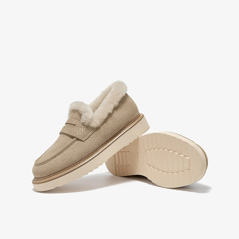 BEAUTODAY Winter Fur Shoes Women Cow Suede Leather Round Toe Penny Loafers Slipon Flats Casual Ladies Handmade 27862 251121