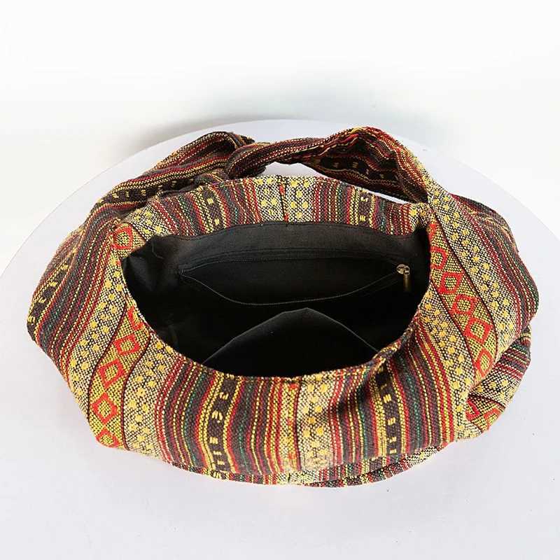 Contrast Color Printed Bohemian Ethnic Style Large Capacity Minimalist Womens Shoulder Crossbody Tote BagT251121