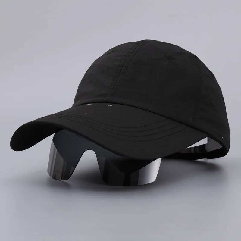 Unisex Solid Color Quick Dry Baseball Cap with Integrated Glasses Extended Brim for Outdoor UV Sun Protection L251121