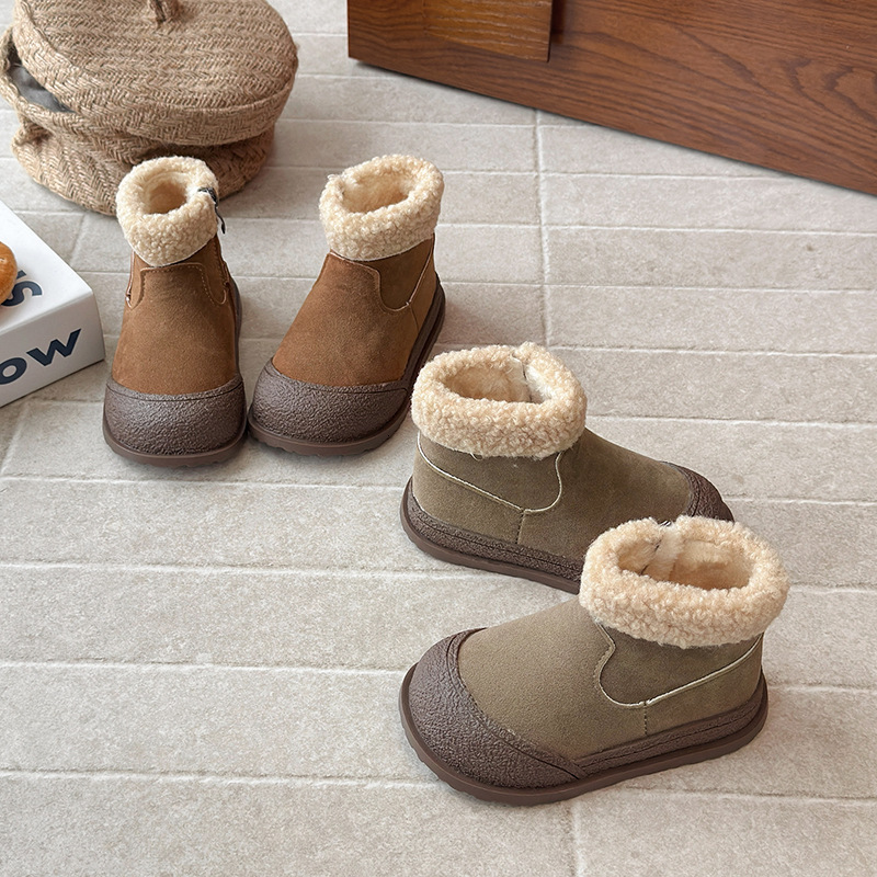 Winter glowing shoes, new Korean style wool lined short boots, fashionable and trendy shoes, warm cotton boots, casual children's shoes