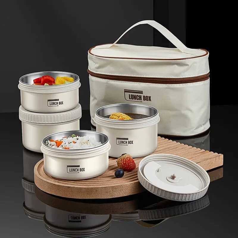 Lunch Box Portable Insulated Lunch Container Set Stackable Bento Stainless Steel Lunch ContainerM251121