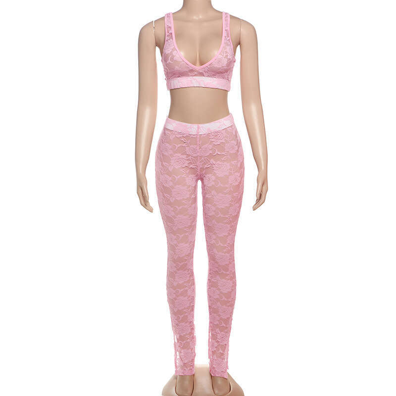 hoodie Women's Wear Summer New Women's Sexy Spicy Girl Wrapped Chest Splicing Lace Strap Slimming Open Umbilical Pants Set jacket