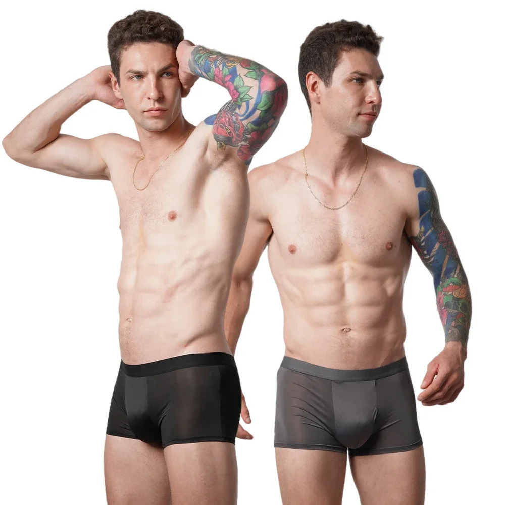 Mens boxing shorts summer cool ice silk mens breathable underwear 6 pieces 250417