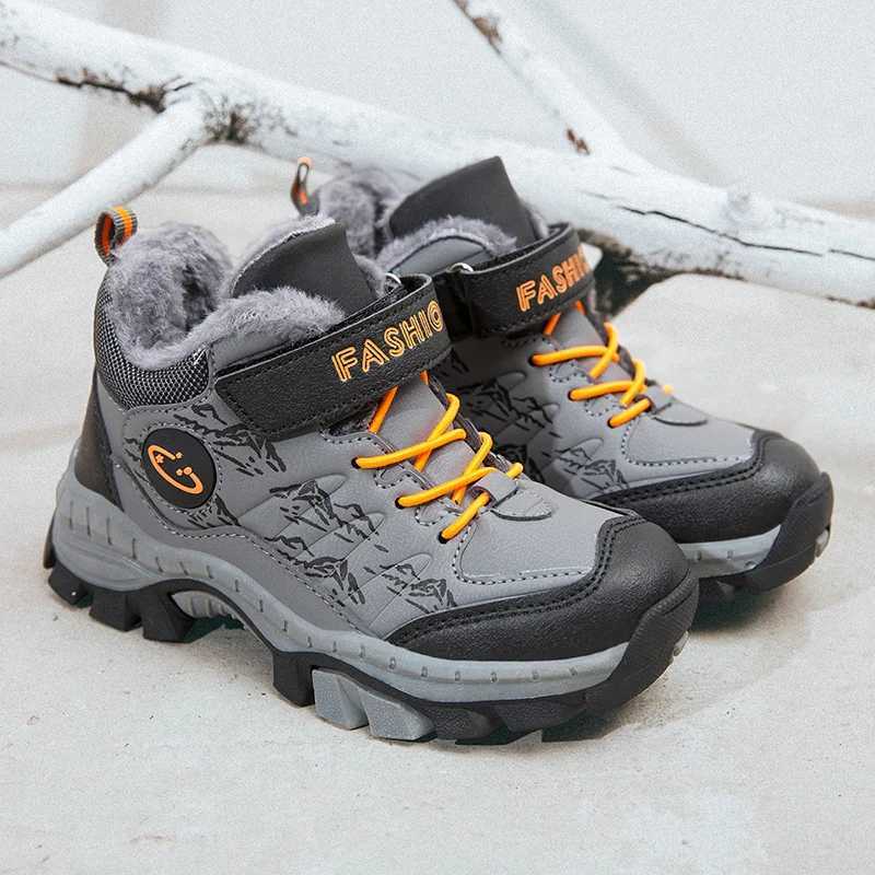 Children Casual Luminous For Boys Breathable Sneaker Winter Warm Plush Kids HookLoop Non-slipl Hiking Shoes J251204 XJ260303