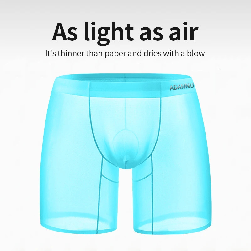 123 mens ice silk box with transparent 001 ultrathin fabric visible through seamless underwear antibacterial boxing shorts 250417