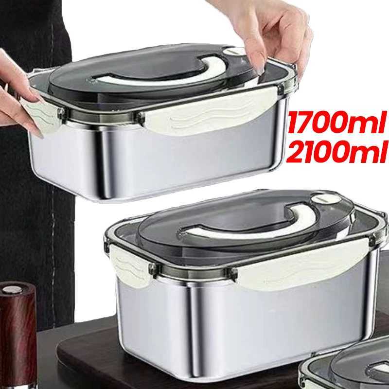 Stainless Steel Lunch Box with Handle Fresh-keeping Portable Home Kitchen Dining Storage Container Leak-proof Bento BowlM251121