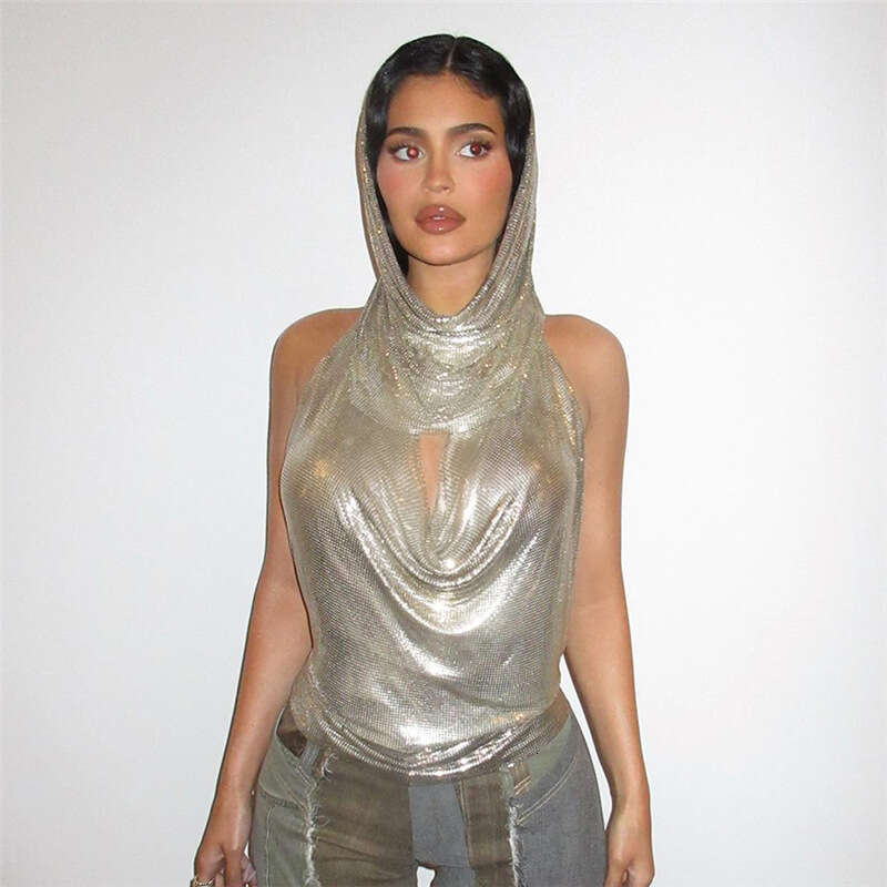 hoodie Women's Wear Spring/Summer Women's New Nightclub Fashion Personalized Spicy Girl Hat Stacked Collar Tank Top Two Piece Set jacket