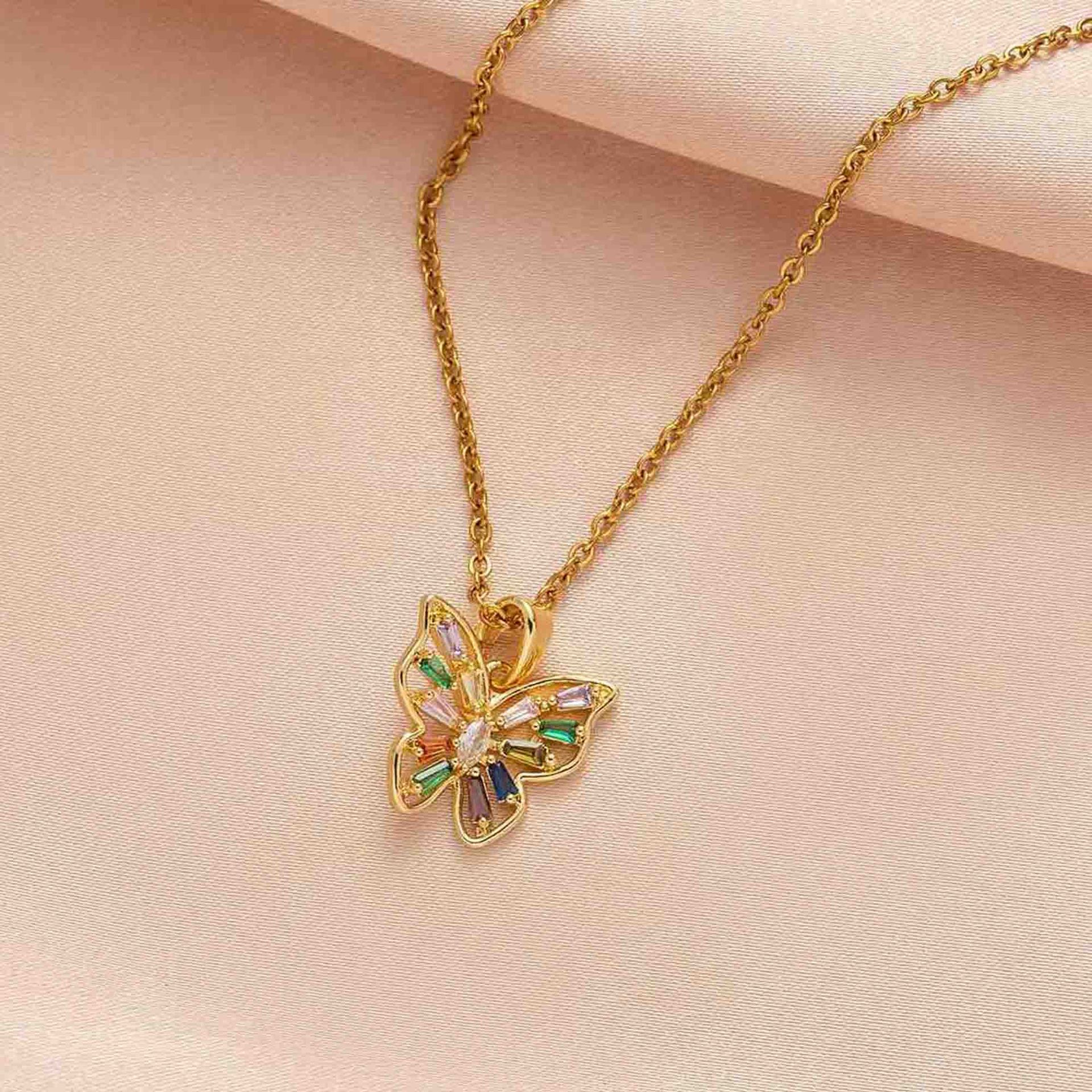 Butterfly necklace for women versatile colorful zircon light luxury ins-style clavicle chain designer necklace jewelry woman necklace designer for wom - view 8