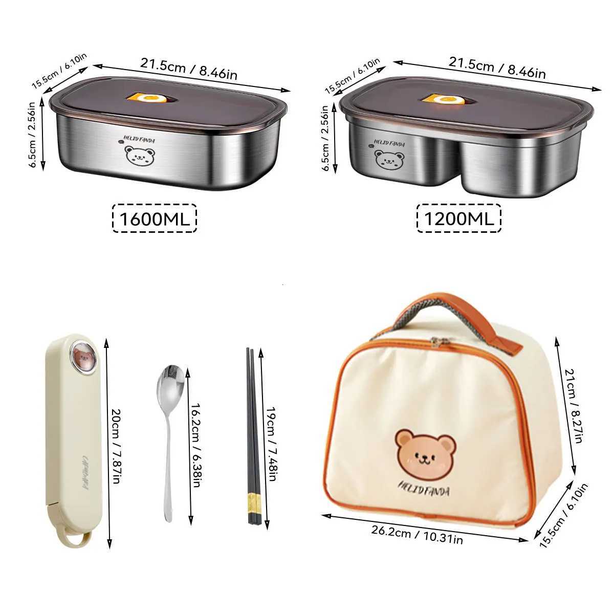 WORTHBUY Portable 304 Stainless Steel Lunch Box With Lid Food Container Microwave Heatable Sealed Bento Box For Kids StudentM251121