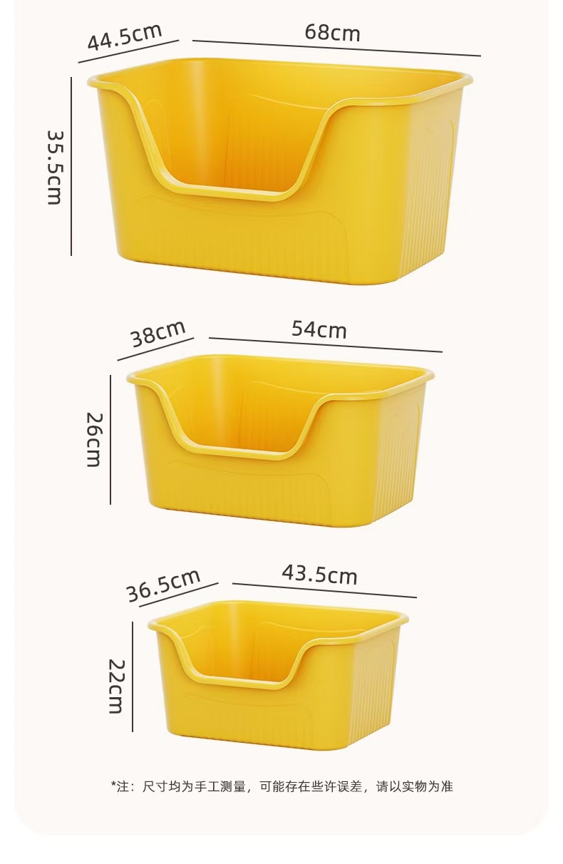 Extra Large Cat Litter Box: Open-Top, Anti-Spatter, Semi-Enclosed Design for Odor Control & Easy Cleaning Free shipping