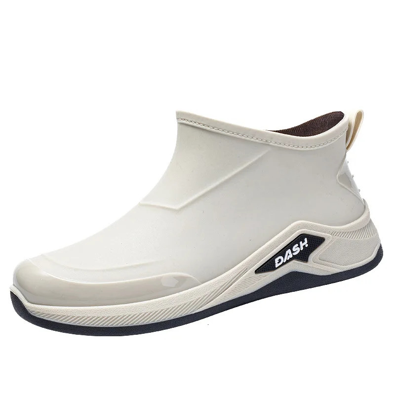 Rain shoes mens bunched mouth rainproof waterproof shoes short tube fashion rain boots padded cotton work shoes 251111
