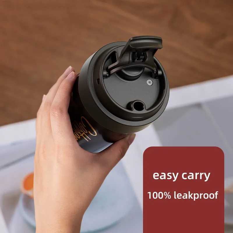 500ML Ceramic Liner Travel Mug Vacuum Insulated Thermos For Coffee Thermal Cup Tumbler Digital Lid L251121OM8D W260226
