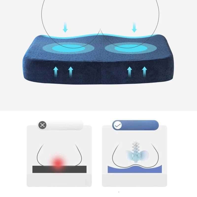 1pc Ergonomic Memory Foam Office Cushion Anti Hemorrhoid Cushion Chair Cushion Tailbone Car Office Seat Cushion C251121