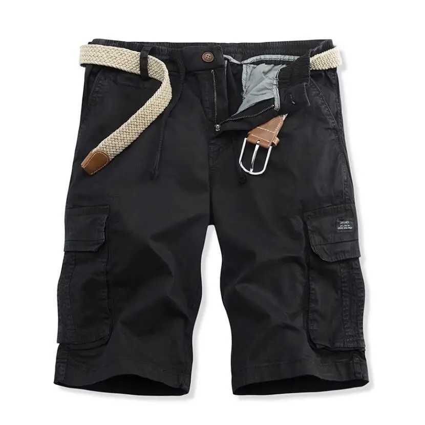 Mens cargo shorts with multiple pockets summer mens cotton casual tool shorts high-quality mens loose cargo shorts without straps W250421