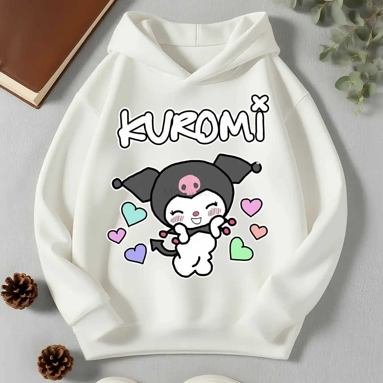 Sanrio Kawaiis Kuromi Childrens Clothing Printed Sweatshirt for Autumn and Winter Outdoor Girls Boys Casual Pullover H251121