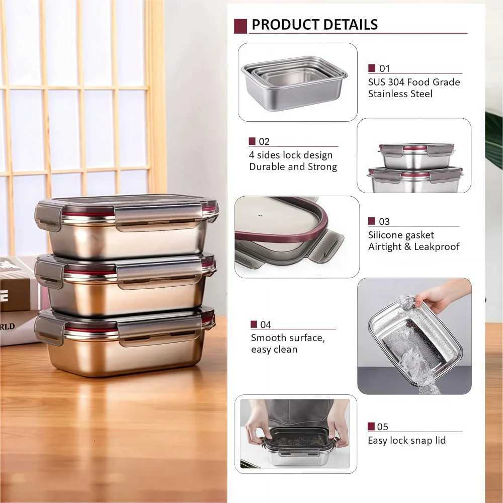 Bento Lunch Boxes adultsKitchen Organizers Camping Airtight Lunchbox Food Side Dish Taper Meal Prep Storage ContainersM251121