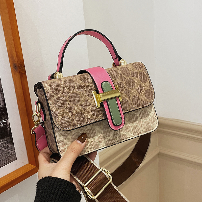 Designer free shipping 2025 new fashionable printed small square premium texture women's shoulder crossbody bag