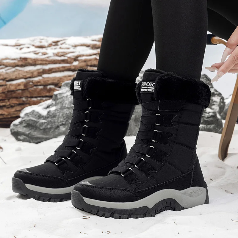 Woman Winter Snow Boots Warm Lengthening With Wide Toe and Adding Velvet Inside Keep Thick Soled Shoes Nonslip 251121