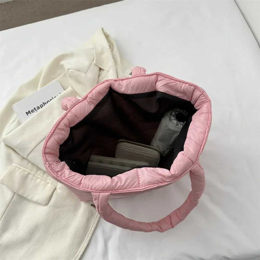 Quilted Puffer Tote Bag for Wen Cott Down Padded Shoder Bag Winter Puffy Shopper Handbag Large Capacity Top Handle Bag Y251121