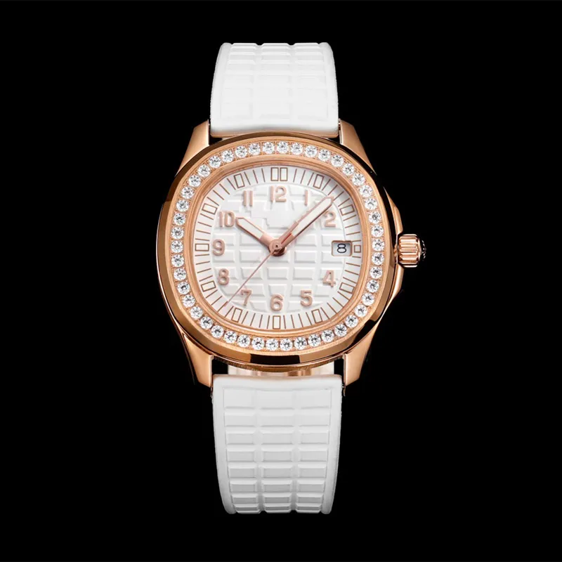 Relojes Diamond Women Watch Quartz Movement Designer Wristwatch 36mm Rubber Strap Waterproof Fashion Business High Quality Wristwatches New