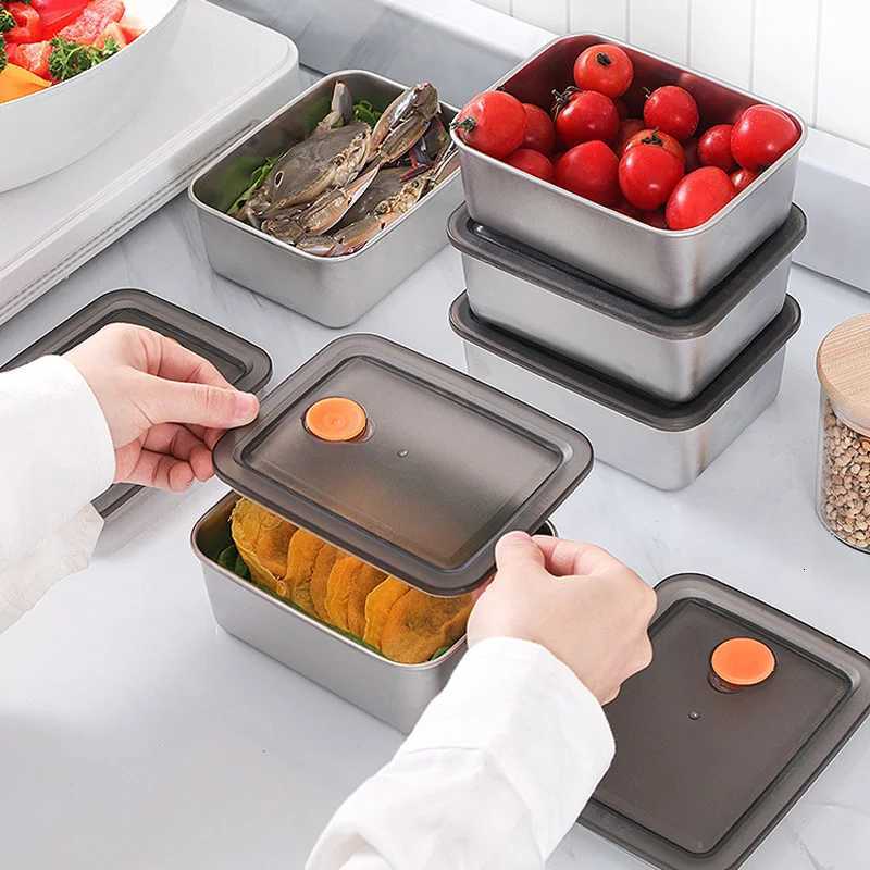 High Quality Stainless Steel Camping Lunch Box Sealed Leak-proof Bento Box Refrigerator Microwave Freezer Storage BoxM251121