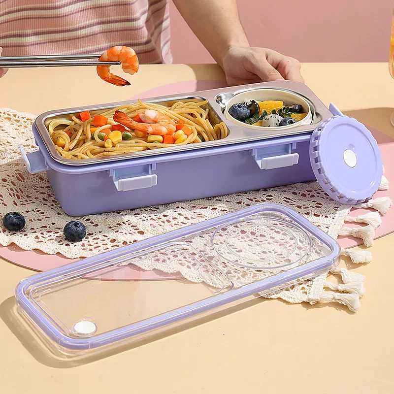 2/3 Compartment Lunch Box Stainless Steel Bento Box with Soup Bowl Portable Childrens Snack Box Food Storage ContainerM251121