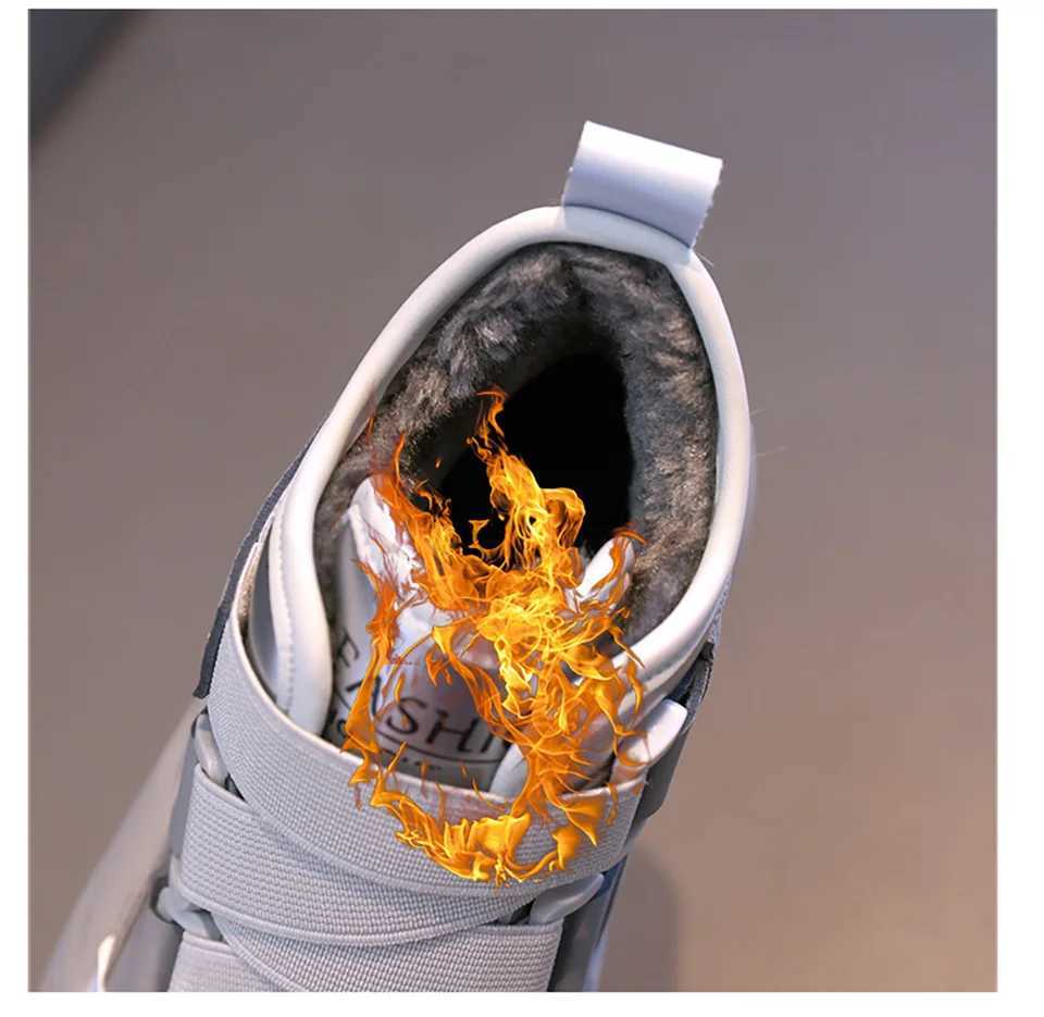 Teenager Girls Winter Boots PU Leather Waterproof Snow Boots For Girls Thick Warm Faux Fur Warm Cotton Shoes For KidsW251121