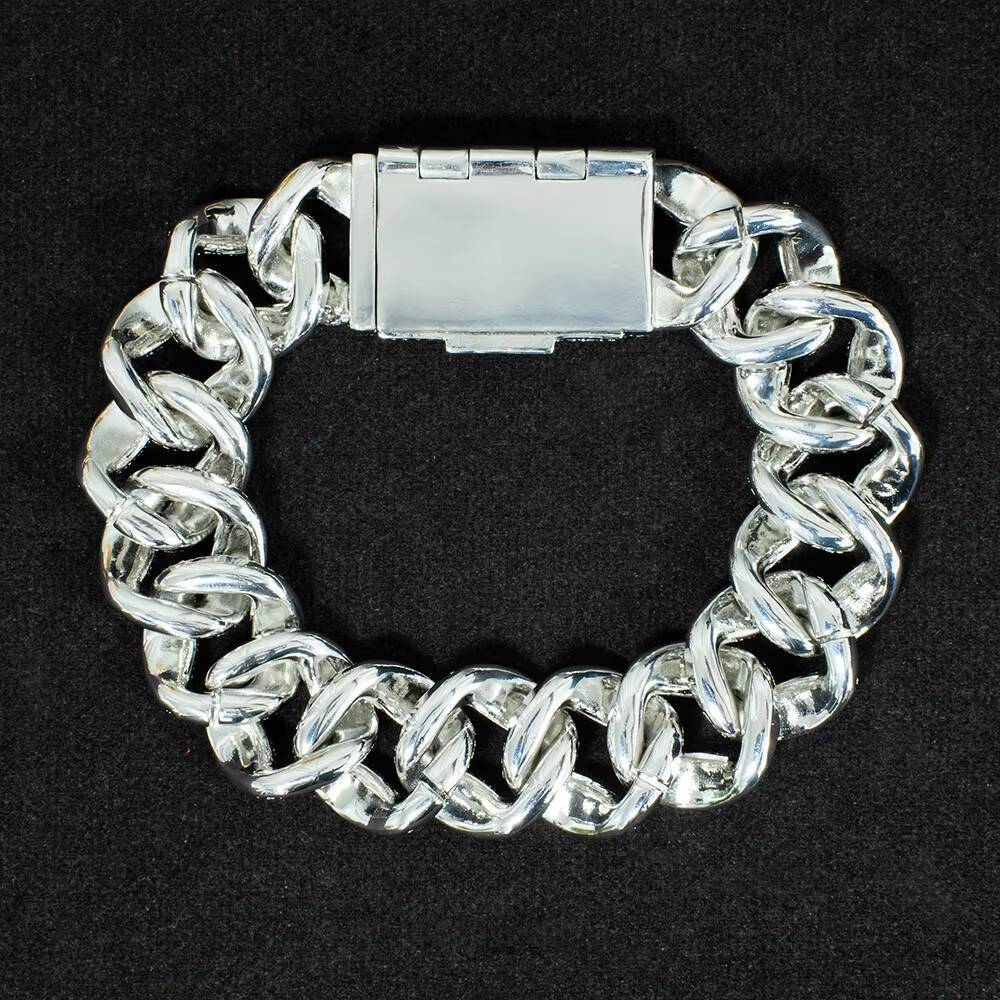 Custom Mens Bracelet 925 Silver Dense Diamond Cuban Chain 5A Micropaved Moissanite