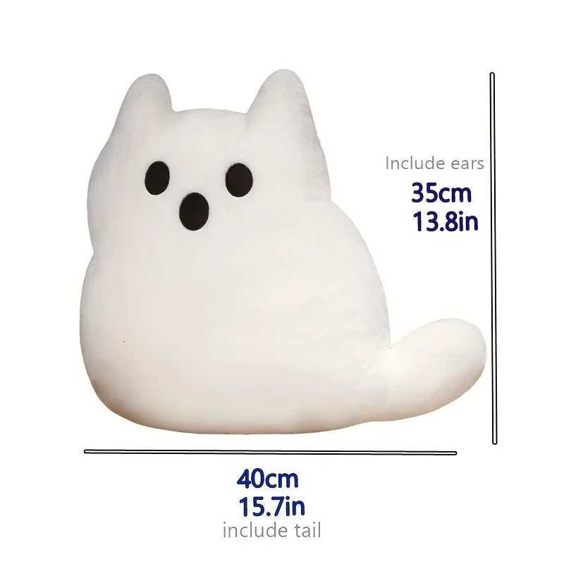 Quirky Ghost Cat Plush with Sewn Closure for Halloween Christmas Party Decor Sofa Living Room Bedroom Accent C251121