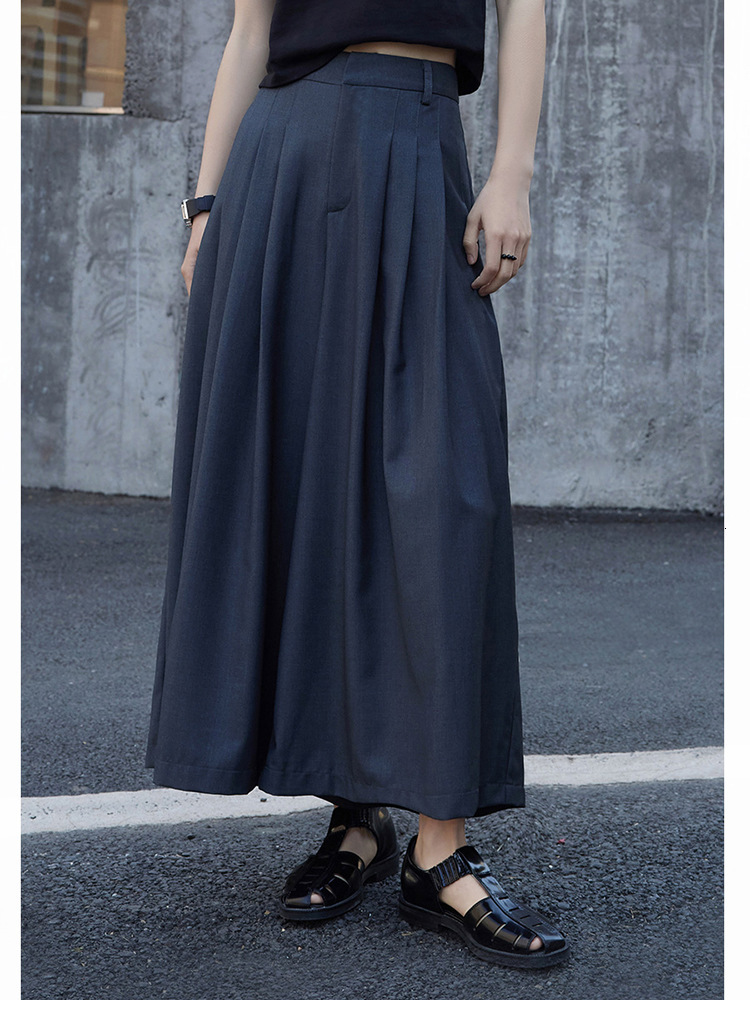 Grey Wide Leg Pants For Women In Summer, Thin Design, High Waist, Hanging Feeling, Loose Casual Cool Skirt Cropped Pants, Trendy
