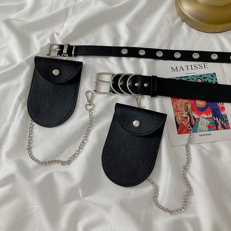 Waist waist belt womens decorative jeans student hip-hop trend black metal waist chain cool trend ins style belt