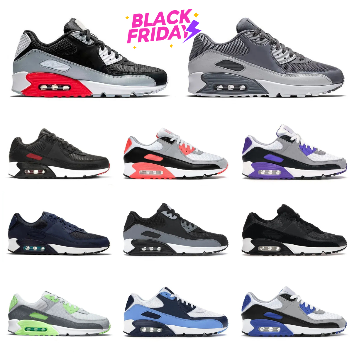 Trainers 90 90S Sports Shoes Men Women Designer Triple White Black Grey Camo Green Hyper Royal Infrared Casual Shoe Leathers Mesh Outdoor Jogging Platform Sneakers