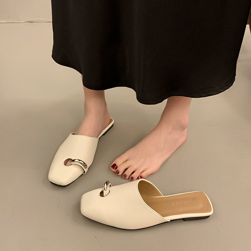 Black Metal Slide Sandals | Stylish Open Toe Mule Slippers 2024 4 05988
