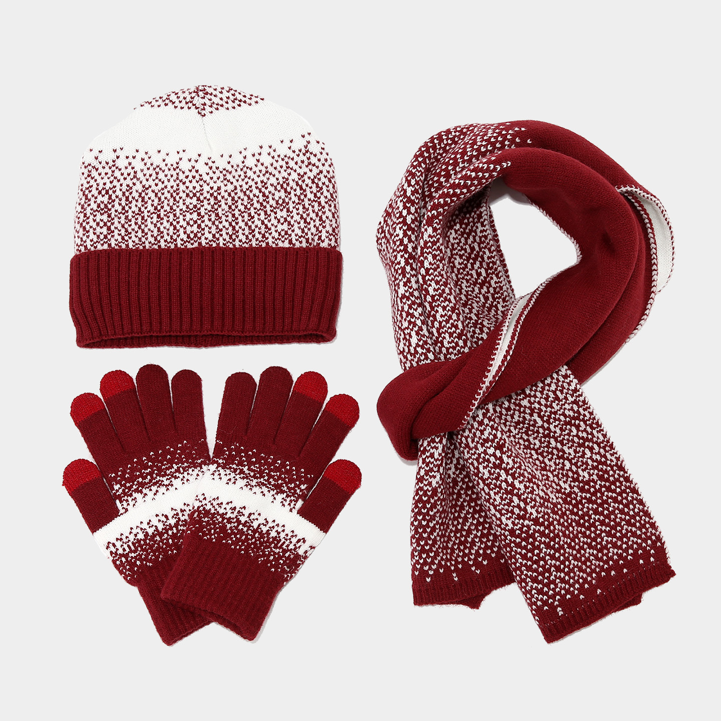 Color-Block Knitted designer Hat Scarf Touchscreen Gloves Three-Piece Set Autumn Winter Women's Cold-Proof Hat Warm Set free shipping