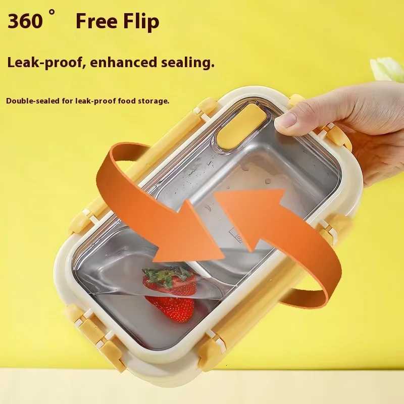 Hot 304 Portable Lunch Box Stainless Steel Lunch Box Office Worker Student Lunch Box Microwave Oven Heating Insulation BoxM251121