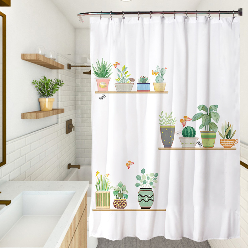 YL-37773 Fresh and Simple Series Home Shower Curtain, Bathroom Coverage, Hand-painted Waterproof Shower Curtain