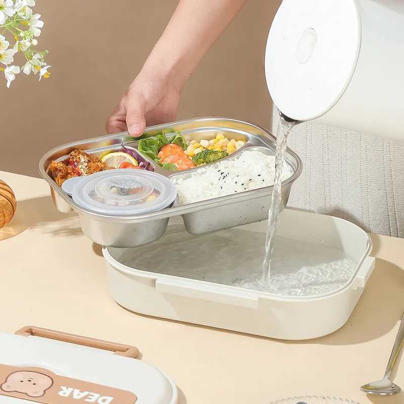 304 Stainless Steel Lunch Box For Adults Kids School Office Microwavable Bento Box With Bag Insulated Food Storage ContainersM251121