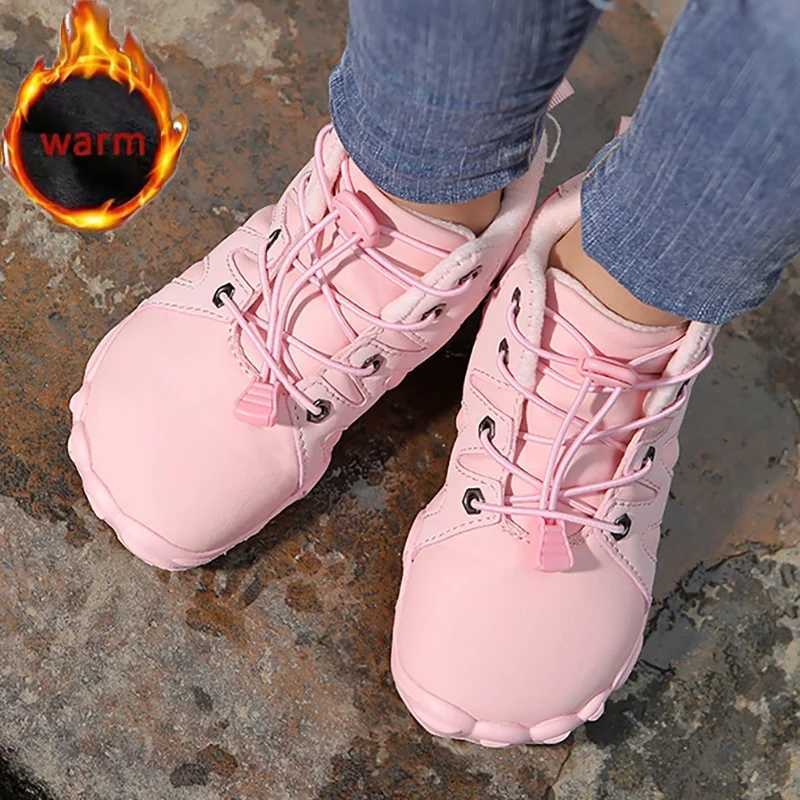 New Winter Kids Barefoot Snow Boot Waterproof Wide Toe High Top Hike Footwear Boys And Girls Thicken Warm Non-Slip SneakersW251121