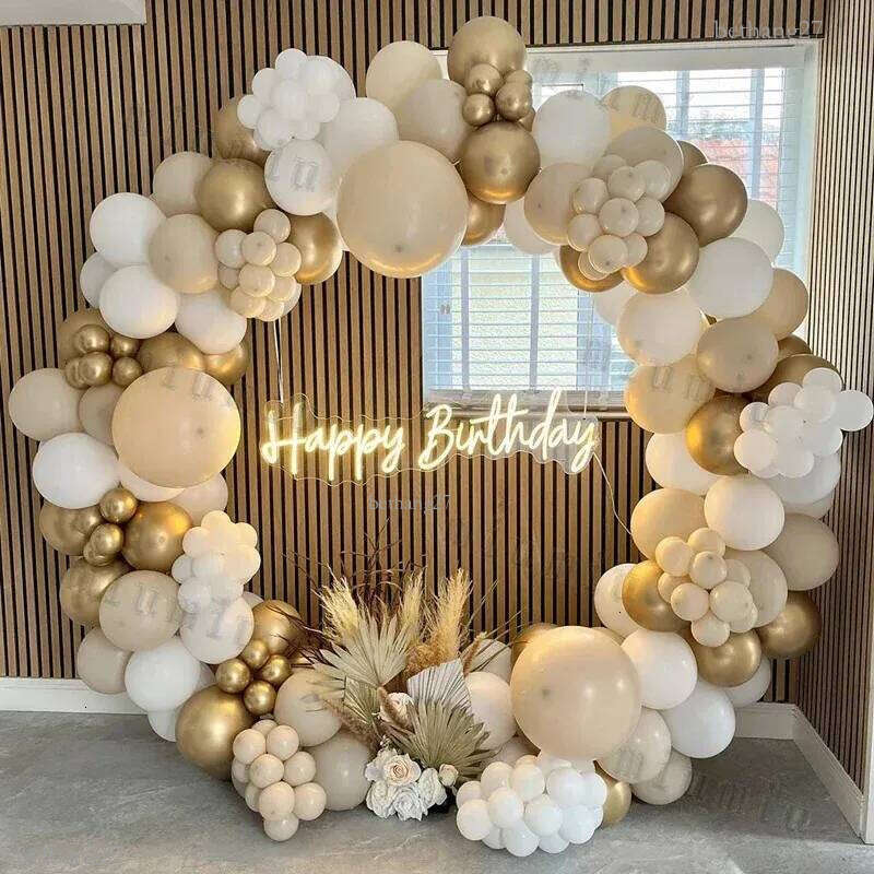 Beige Cream White Boho Balloon Garland Arch Kit Sand White Engagement Wedding Birthday Party Baby Shower Decoration Balloons 240809