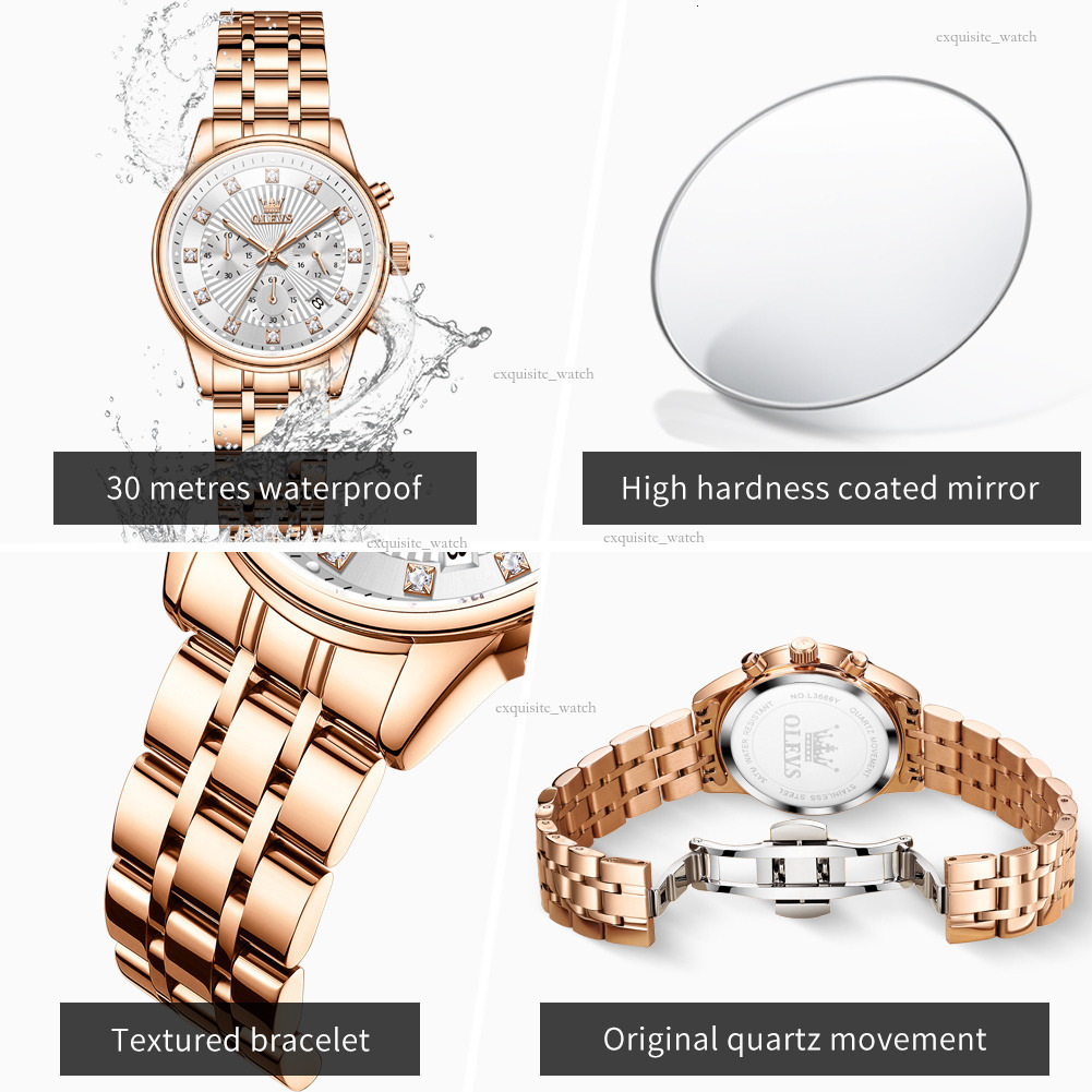OLEVS Designer Brand Women's Watches Fashionable Watches Multi-functional Chronograph Quartz Women's Watches Luxury Watches Free Delivery An