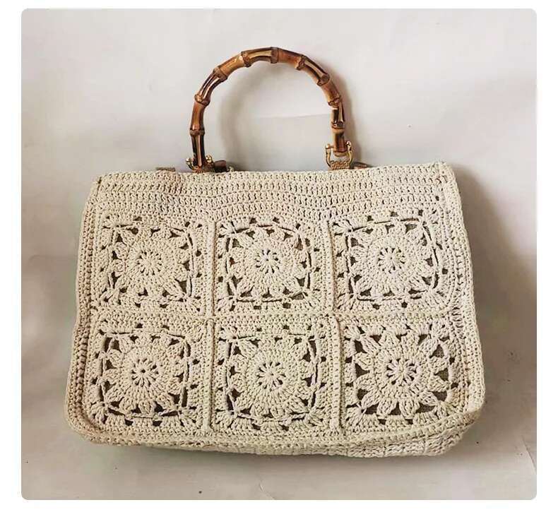 Large Tote Bag Women 2024, Cotton Knitting hot Shopping Bags Female
