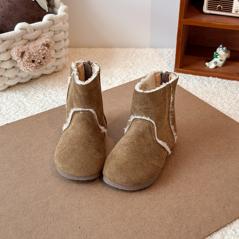 New designer shoes Girls Suede Low Boots Autumn Winter New Baby Girl Cotton Boots with Fleece Lining Warm Boots Non Slip Cotton Shoes