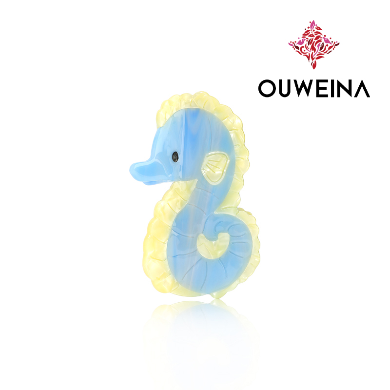 Personalized niche acetate grab clip original design style seahorse DW00360 cute animal hair accessories high ponytail clip