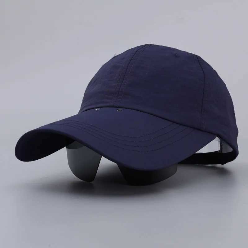 Unisex Solid Color Quick Dry Baseball Cap with Integrated Glasses Extended Brim for Outdoor UV Sun Protection L251121