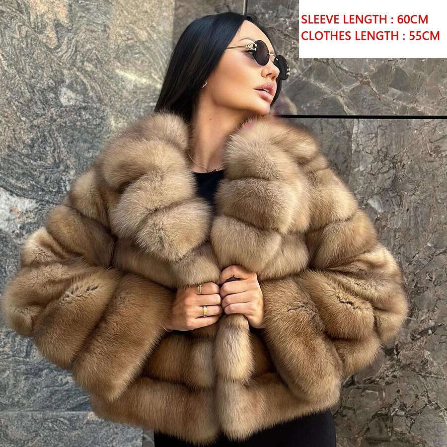 Collar Winter American and TurnDown Fox European Wholesale Patchwork Short Style InStock Faux Fur Coat for Women
