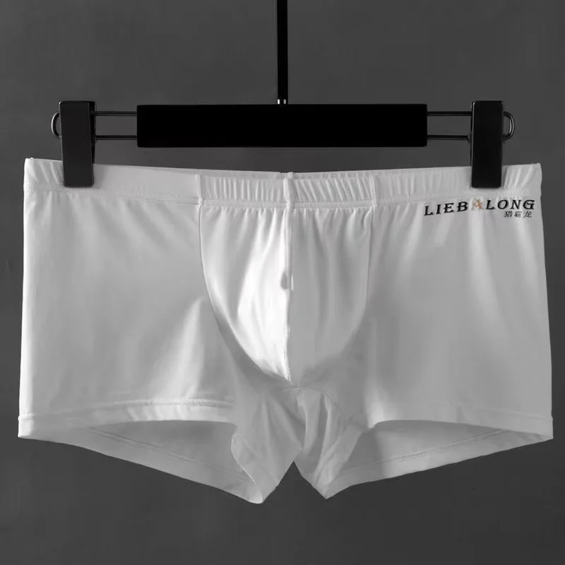 Long protruding Ushaped bag sexy lingerie elephone nose boxer mens soft and comfortable transparent shorts ice silk 250417