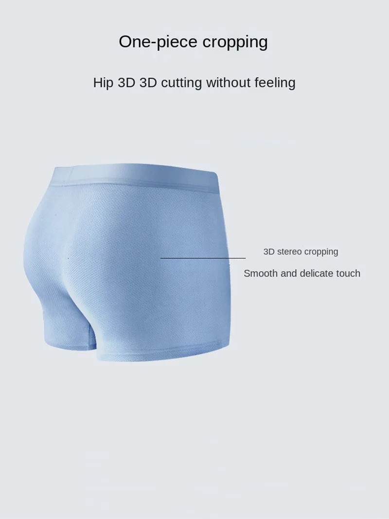 Mens Boxing Underwear 3A Antibacterial Ice Silk Shorts Breathable and Elastic Plus Size L6XL 250417
